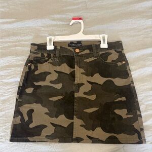Celebrity Pink Olive Camo A-Line Mini Skirt